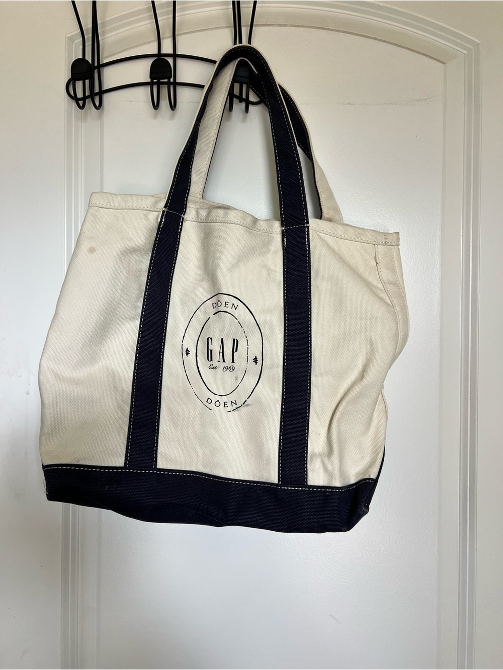 GAP Canvas Tote Bag - Cream with Black Trim